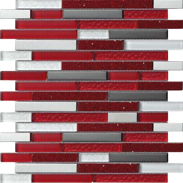Мозаика Intermatex Quartz Red, цвет бордовый, поверхность глянцевая, квадрат, 300x300