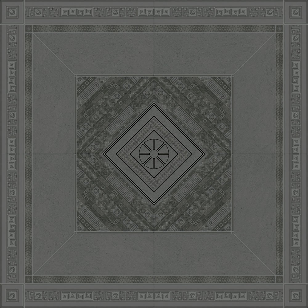 Панно Versace Greek Rosone Antracite Oro 261173, цвет чёрный, поверхность матовая, квадрат, 1600x1600