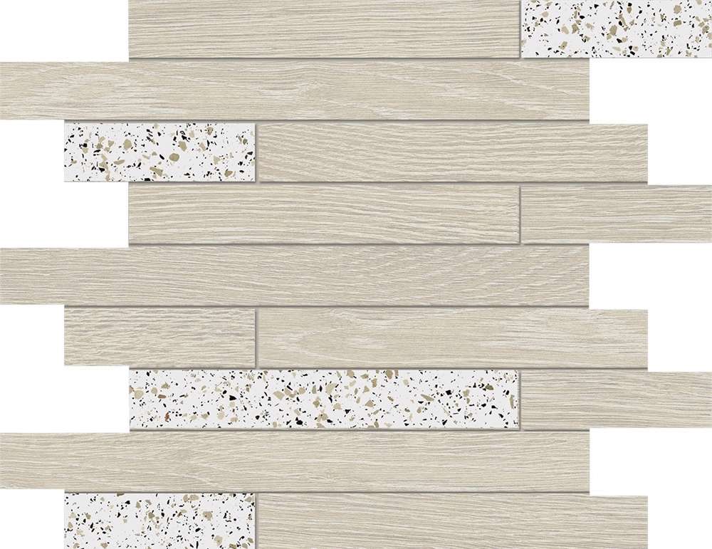 Мозаика Estima Kraft Wood Mosaic Muretto Nordic KW00 70621, цвет белый, поверхность структурированная, прямоугольник, 300x350