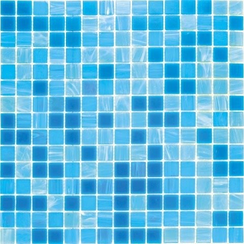 Мозаика Alma Mosaic Смеси 20 Main(m), цвет синий голубой, поверхность глянцевая, квадрат, 327x327