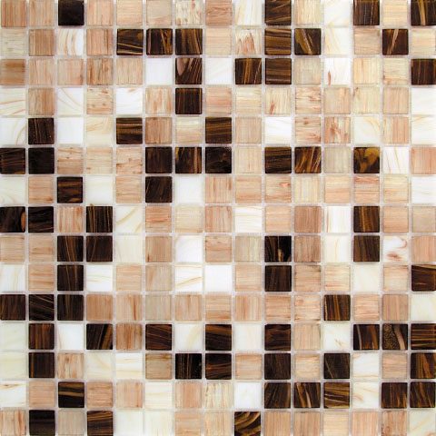 Мозаика Alma Mosaic Смеси 20 Mocco-2(m), цвет белый коричневый бежевый, поверхность глянцевая, квадрат, 327x327