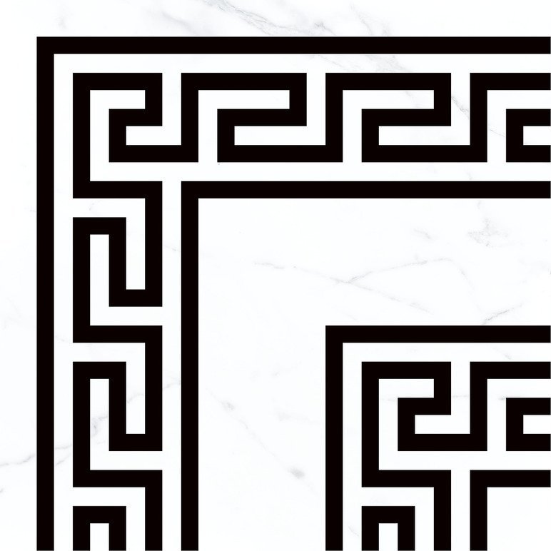 Декоративные элементы Bellavista Roseton Marmara Blanco, цвет чёрно-белый, поверхность глянцевая, квадрат, 450x450