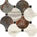 Мозаика Naxos Serenade Mosaico Circle Brown 128993, цвет коричневый, поверхность полированная, чешуя, 290x290