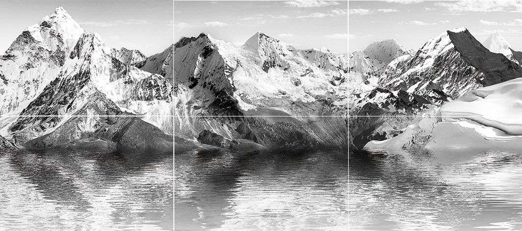 Панно Муза-Керамика Himalayas P6D255, цвет чёрно-белый, поверхность глянцевая, прямоугольник, 400x900