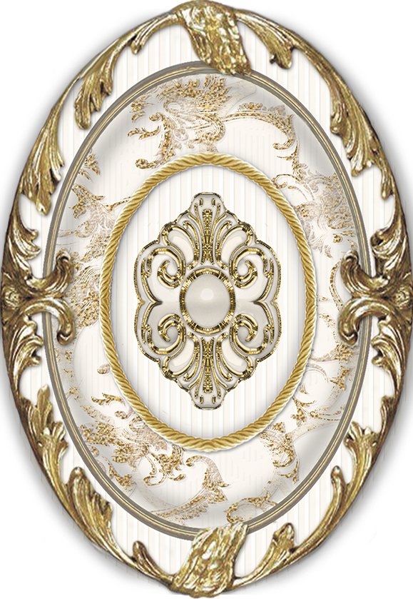 Вставки El Molino Brigitte Oro-Beige Medallon, цвет бежевый, поверхность матовая, прямоугольник, 140x100