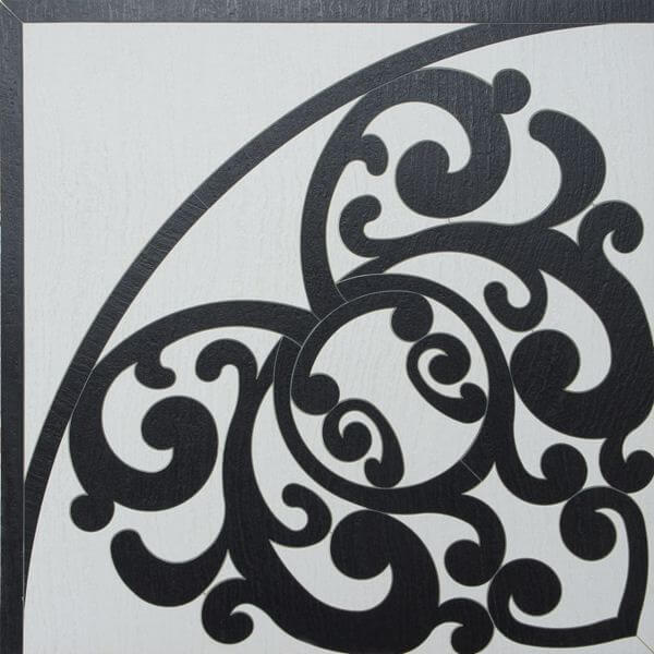 Декоративные элементы Infinity Piemonti Angolo Decor, цвет чёрно-белый, поверхность глянцевая, квадрат, 600x600