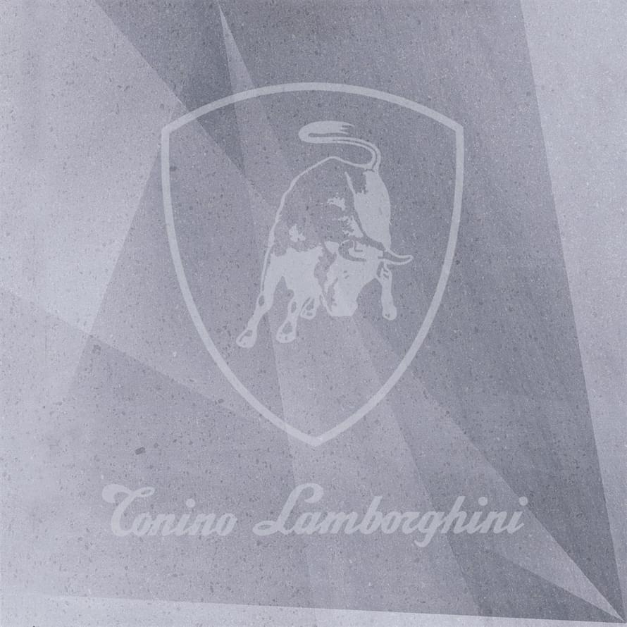 Керамогранит Tonino Lamborghini Le Mans Logo Laser Acciaio TL75LM03DL, цвет серый, поверхность полированная, квадрат, 750x750