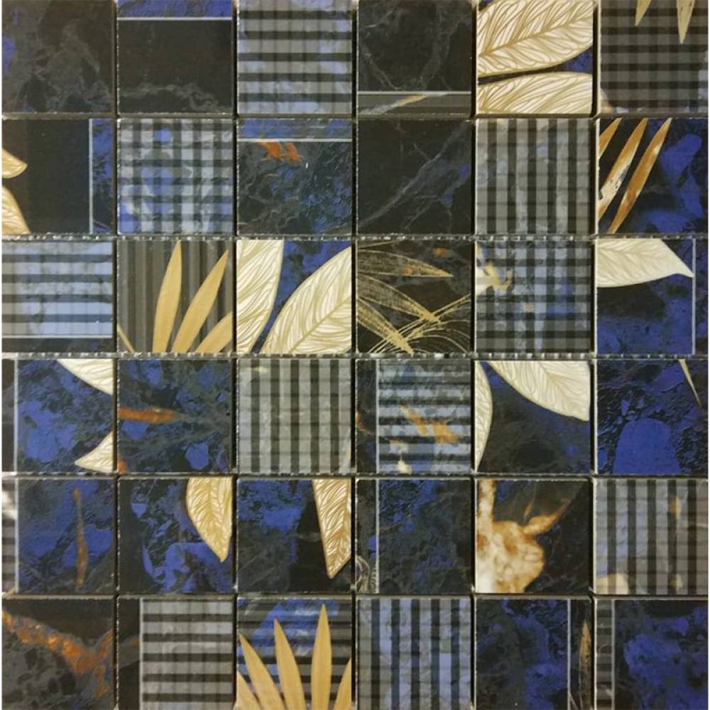 Мозаика Itaca Fontana Msc 4.8 Blue Mix, цвет синий, поверхность полированная, квадрат, 300x300