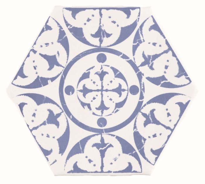 Декоративные элементы Cevica Marakech Agadir Azul Hexagon, цвет синий, поверхность матовая, шестиугольник, 150x150