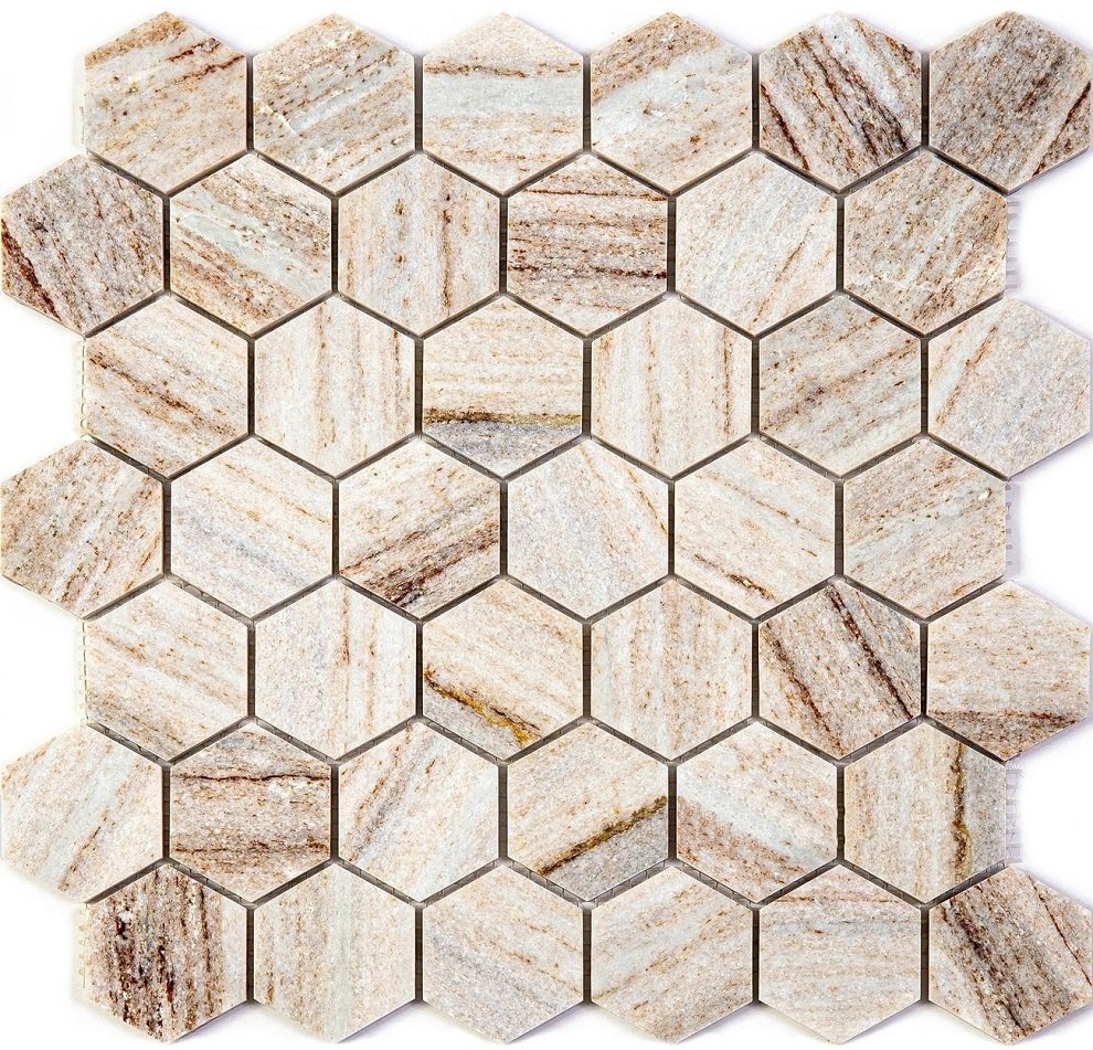 Мозаика Natural Mosaic Adriatica (4,8 mm) 7M020-HP, цвет коричневый бежевый, поверхность полированная, квадрат, 298x300