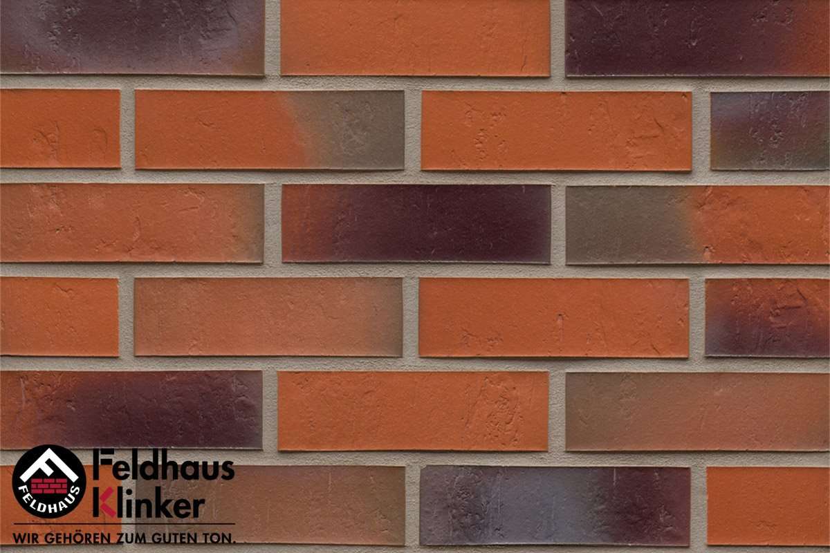Клинкер Feldhaus Klinker Accudo Terreno Bluastro R715NF14, цвет оранжевый, поверхность матовая, под кирпич, 71x240