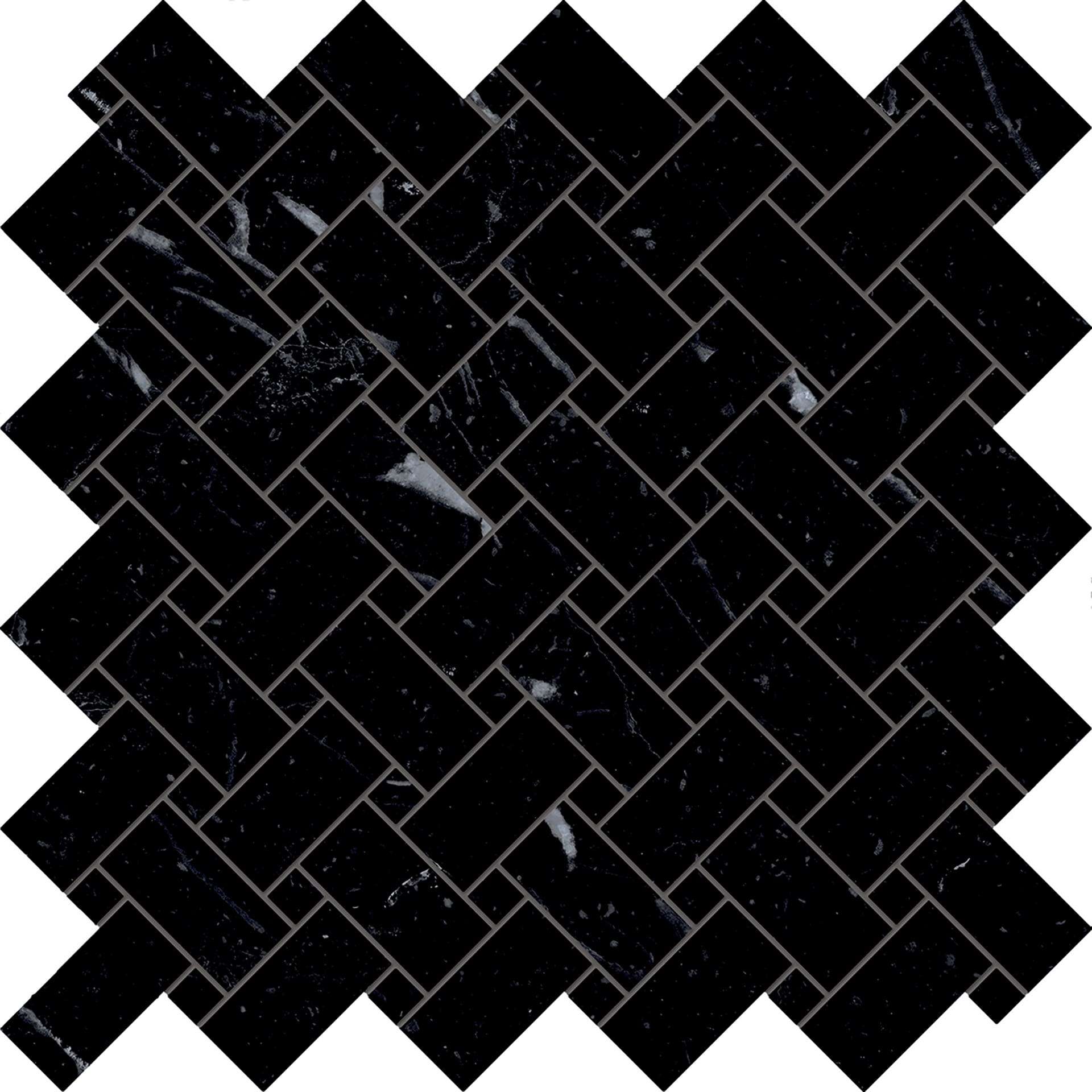 Мозаика Emilceramica (Acif) Tele Di Marmo Selection Intrecci Nero Marquinia Nat EK52, цвет чёрный, поверхность матовая, , 300x300