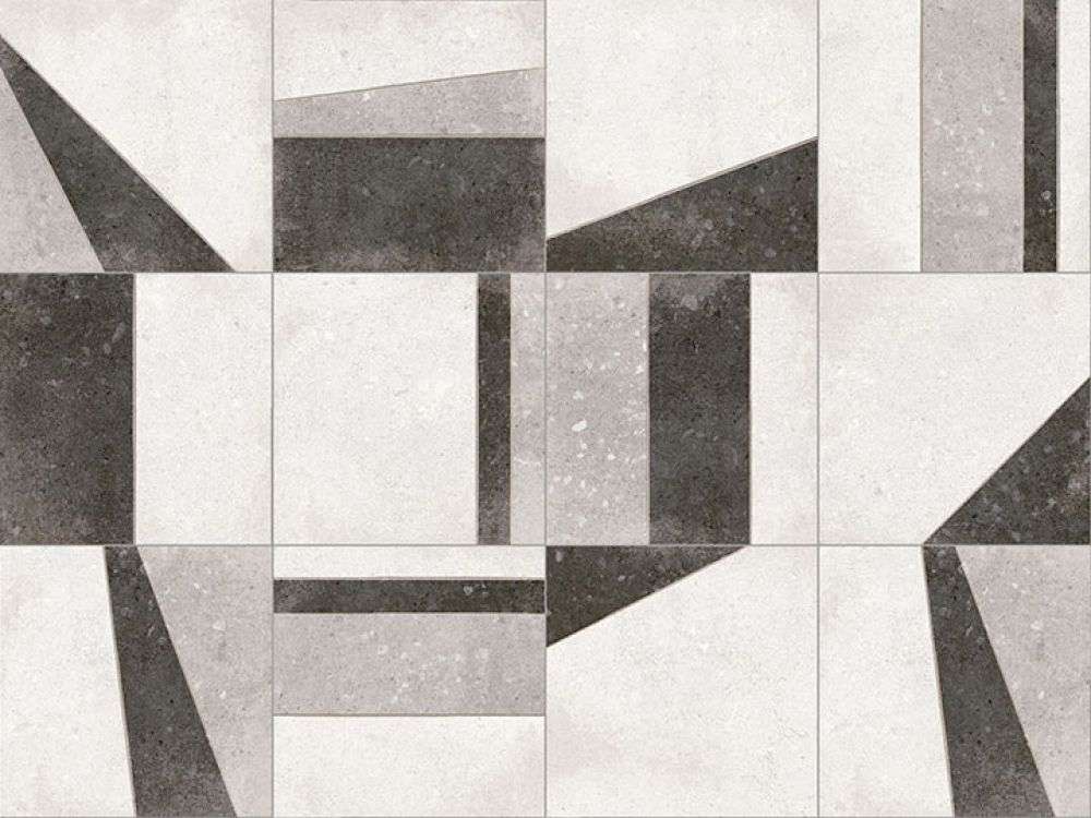 Декоративные элементы Vives Nassau Osaka Blanco, цвет чёрно-белый, поверхность матовая, квадрат, 200x200