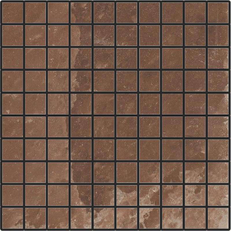 Мозаика Cerim Rock Salt Mosaico Hawaiian Red Luc 766738, цвет коричневый, поверхность полированная, квадрат, 300x300