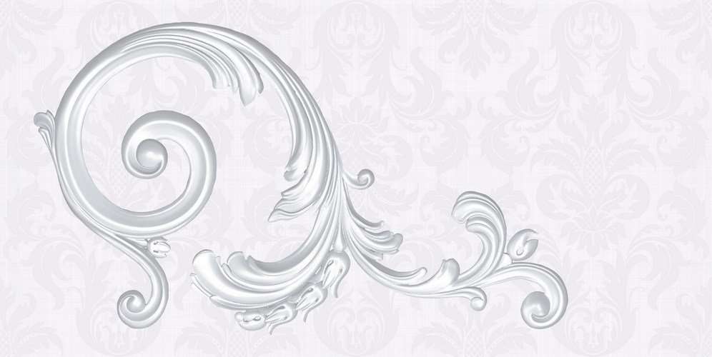 Декоративные элементы Piastrella Дамаск Ротонда Декор 4, цвет белый, поверхность матовая, прямоугольник, 250x500