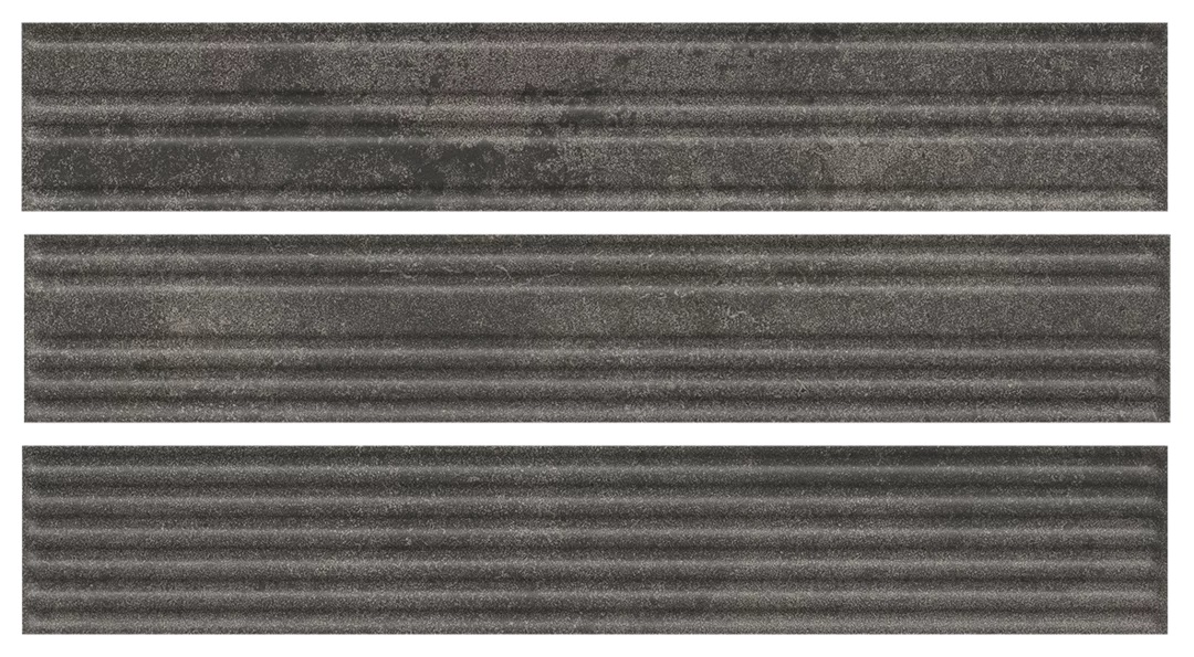 Клинкер Paradyz Carrizo Basalt Elewacja Struktura Stripes Mix Mat, цвет чёрный, поверхность матовая рельефная, прямоугольник, 66x400