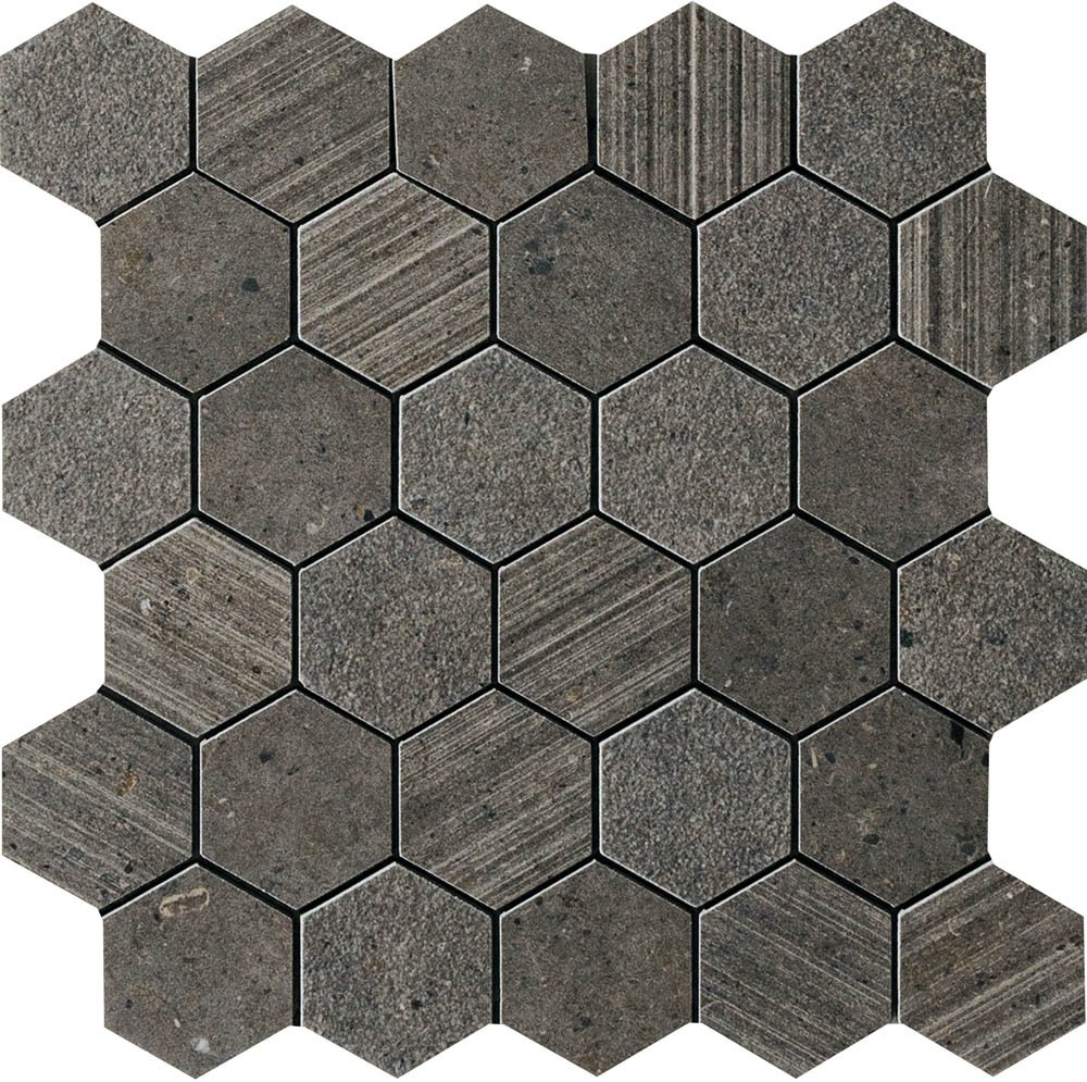 Мозаика Impronta Silver Grain Dark Mos.Esagonetta Mix SI05MESM, цвет серый тёмный, поверхность натуральная, шестиугольник, 300x310
