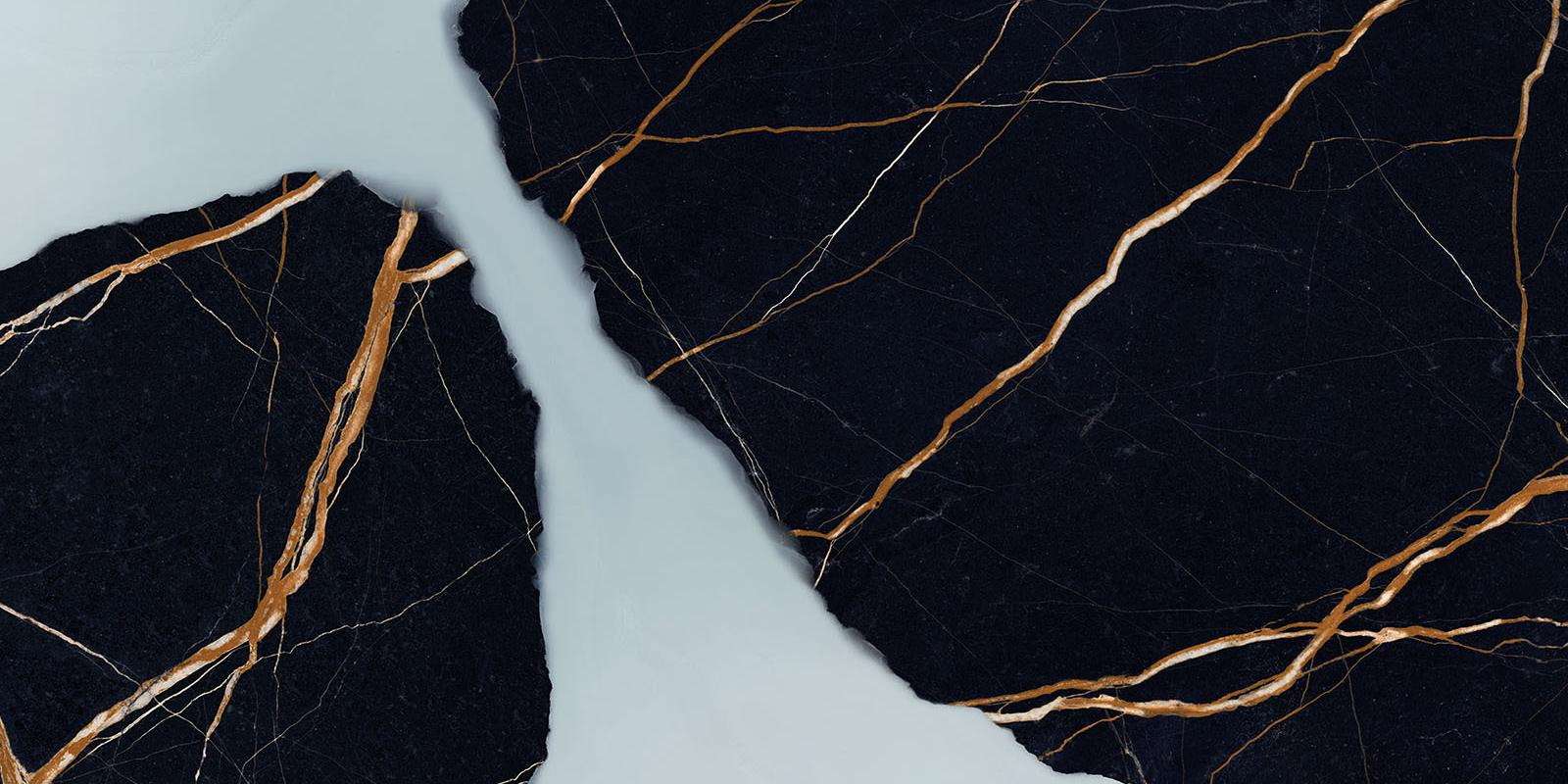 Керамогранит Provenza Unique Marble Ambra Sahara Noir Lappato EKT6, цвет чёрный голубой, поверхность лаппатированная, прямоугольник, 600x1200