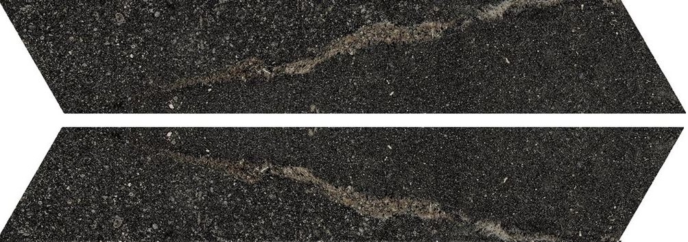 Керамогранит Piemme Ibla Chevron Nera Nat 4015, цвет чёрный, поверхность натуральная, шеврон, 100x530