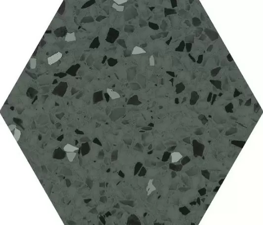 Керамогранит Ecoceramic Inspire Grey Hex, цвет чёрный тёмный, поверхность матовая, шестиугольник, 200x240