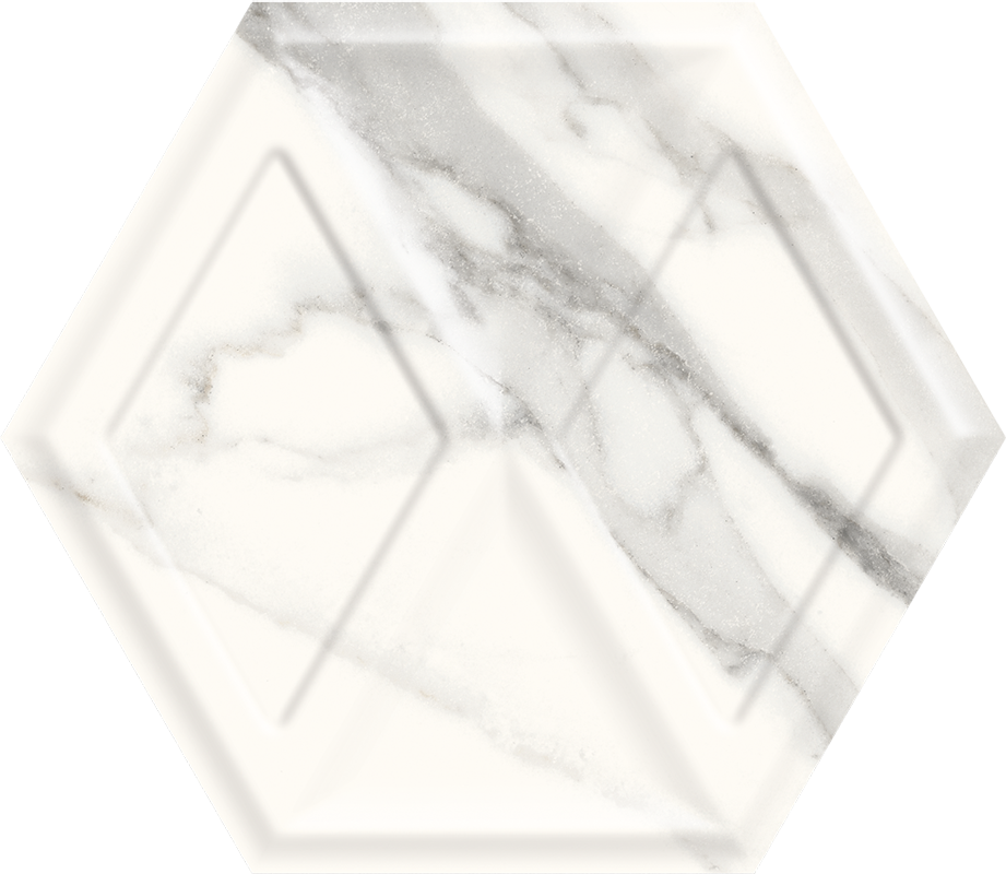 Керамическая плитка Paradyz Morning Bianco Heksagon Struktura, цвет белый, поверхность глянцевая, шестиугольник, 171x198