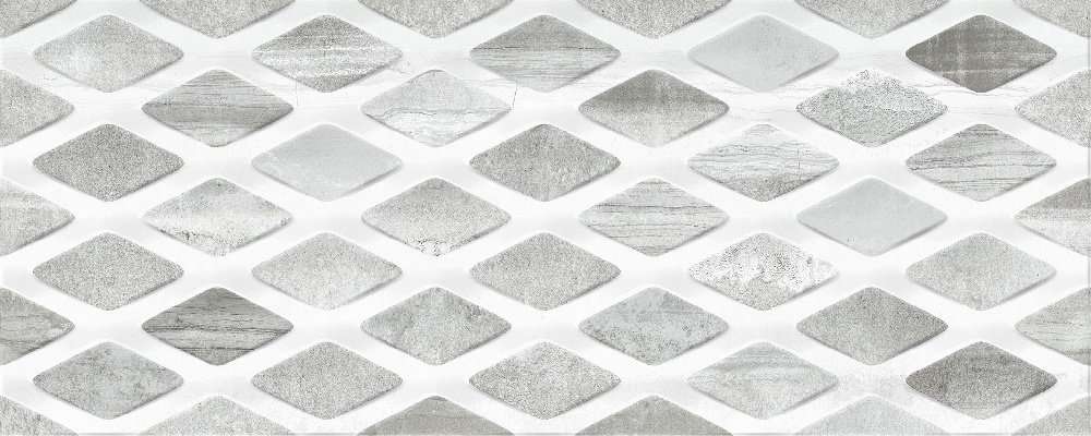 Керамическая плитка Mayolica Nova Decor Rombos Gris, цвет серый, поверхность матовая, прямоугольник, 280x700