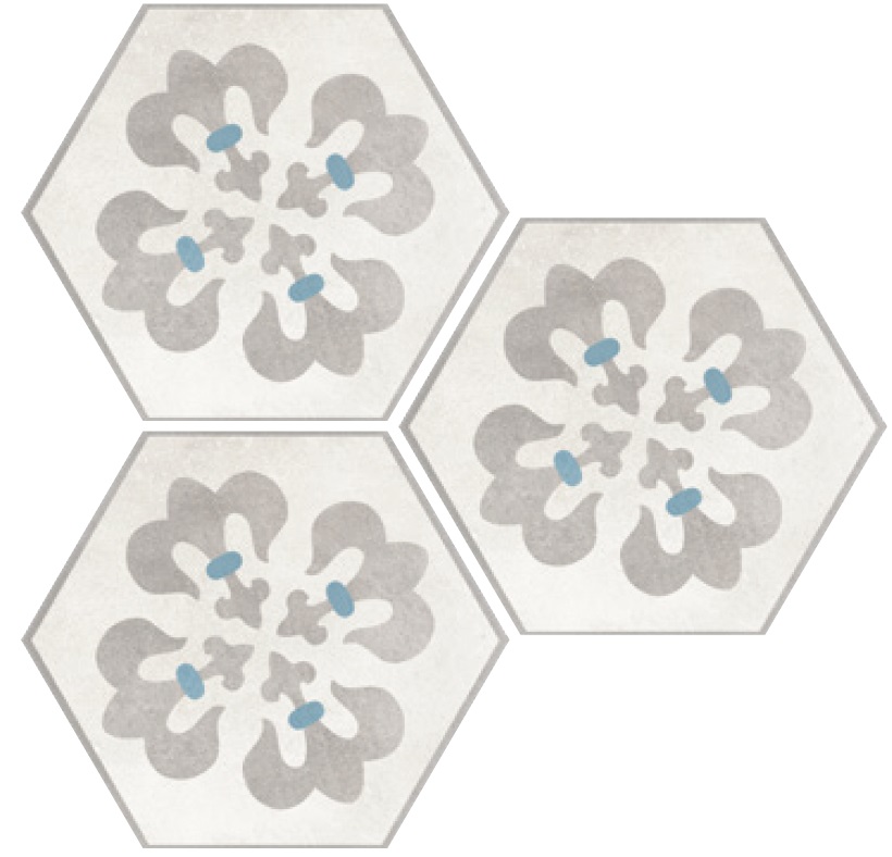 Декоративные элементы Elios Hexagon Carpet White 00ZE0D0, цвет белый серый, поверхность матовая, шестиугольник, 254x292