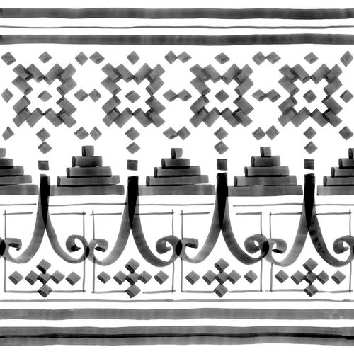 Декоративные элементы Vives Vodevil Bellaria-2 Sombra, цвет чёрно-белый, поверхность матовая, квадрат, 200x200