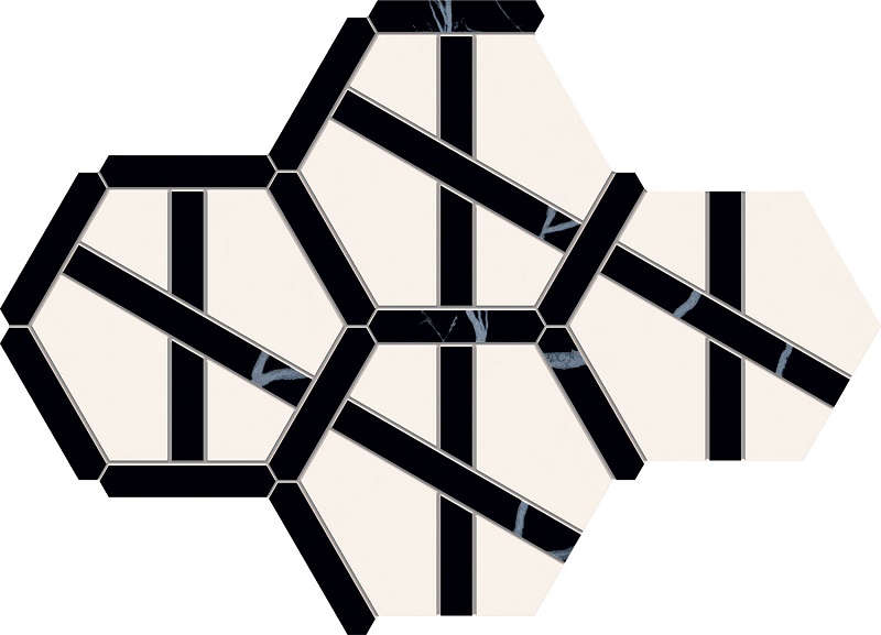 Мозаика Maciej Zien Boho Mozaika Gresowa Fashion 1, цвет чёрный, поверхность матовая, шестиугольник, 250x290