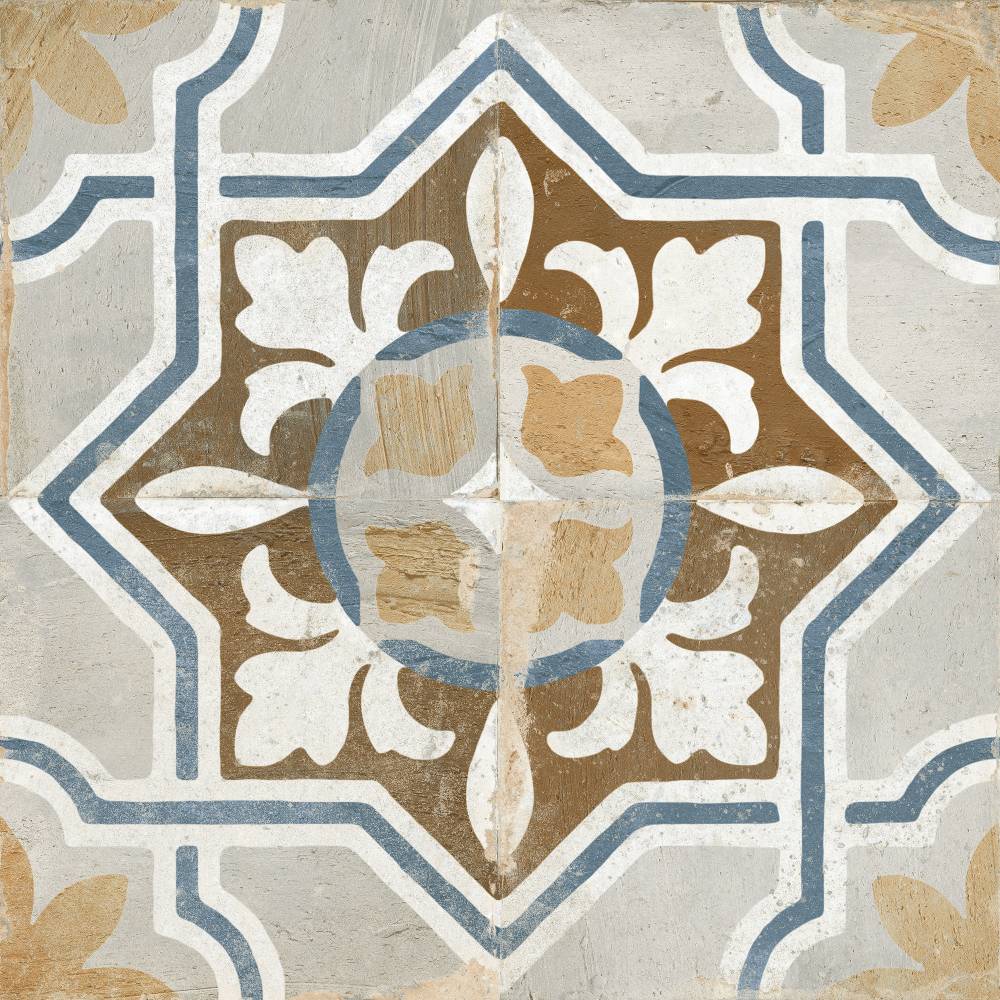 Керамическая плитка Peronda FS Clay Seal 30066, цвет белый серый коричневый синий, поверхность матовая, квадрат, 450x450