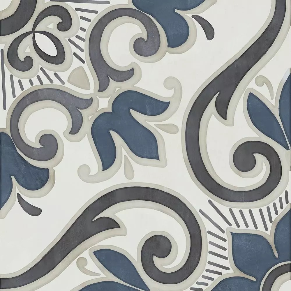 Декоративные элементы Kerama Marazzi Чементо декор 1 матовый VT\A593\5301, цвет белый синий, поверхность матовая, квадрат, 200x200