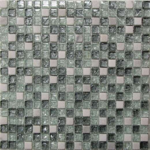 Мозаика Bonaparte Bonaparte Glass Stone 11, цвет серый, поверхность глянцевая, квадрат, 300x300