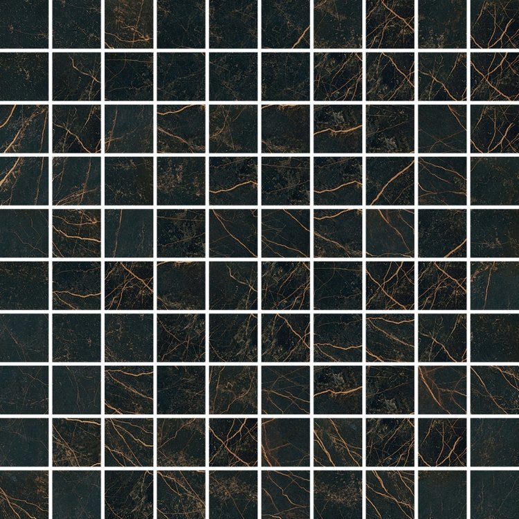 Мозаика Versace Marble Mosaico Nero T100 240503, цвет чёрный, поверхность лаппатированная, квадрат, 291x291