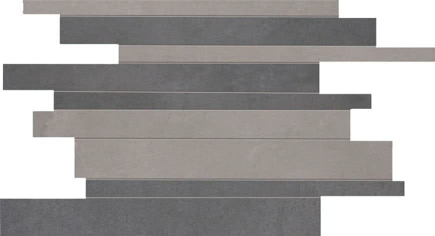 Мозаика ABK Mosaico Brick Grey Black DKR51152, цвет чёрный, поверхность матовая, прямоугольник, 300x340
