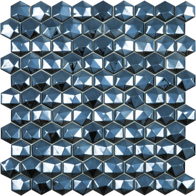 Мозаика Vidrepur Hex Diamond № 358d Черный, цвет чёрный, поверхность глянцевая, прямоугольник, 307x317