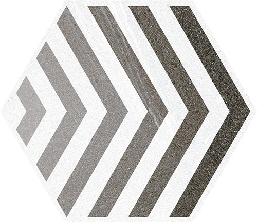 Декоративные элементы Vives Seine Hexagono Lacroix Gris, цвет чёрно-белый, поверхность матовая, шестиугольник, 230x266