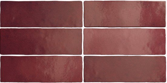 Керамическая плитка Equipe Magma Burgundy 24967, цвет бордовый, поверхность матовая, прямоугольник, 65x200