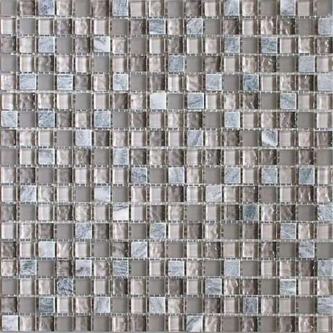 Мозаика Caramelle Mosaic Naturelle Sitka 8mm, цвет серый, поверхность глянцевая, квадрат, 305x305