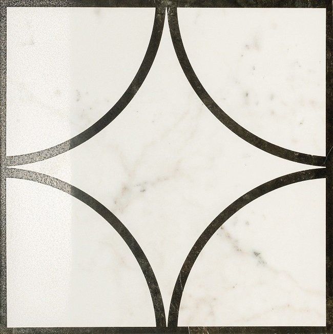 Декоративные элементы Italon Charme Pearl Inserto Loop 610080000118, цвет чёрно-белый, поверхность лаппатированная, квадрат, 600x600