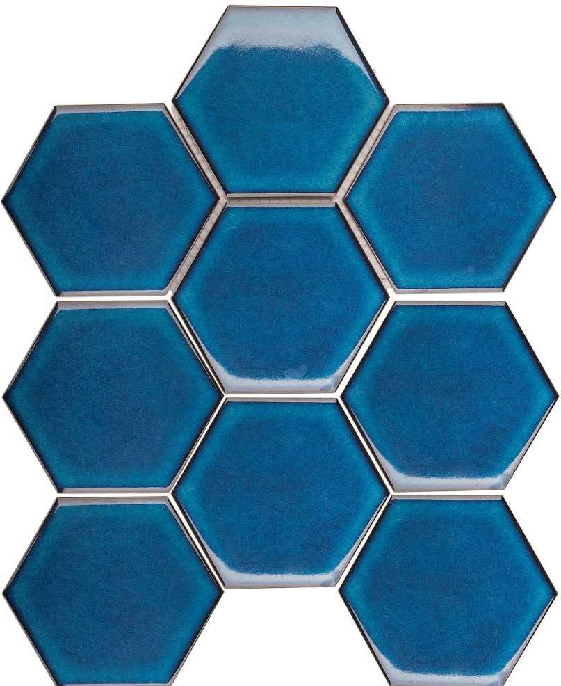 Мозаика Starmosaic Homework Hexagon Big Deep Blue Glossy JJFQ80048, цвет синий, поверхность глянцевая, шестиугольник, 256x295