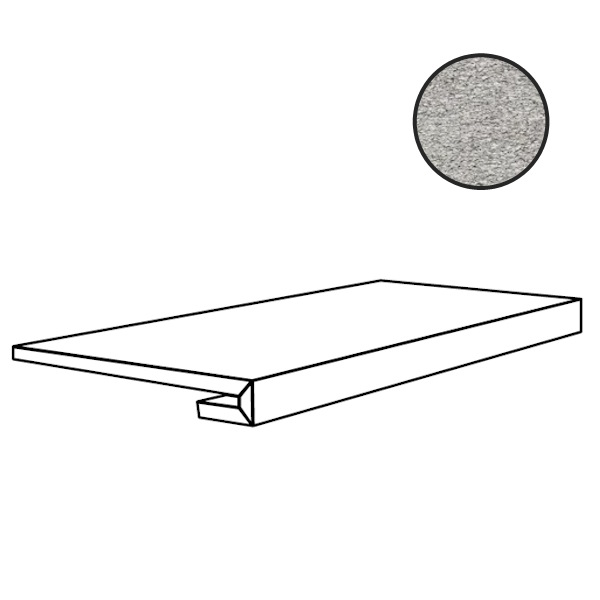 Ступени Floor Gres Biotech Serizzo Stone Nat 9mm Gradino 779034, цвет чёрно-белый, поверхность натуральная, прямоугольник, 330x1200