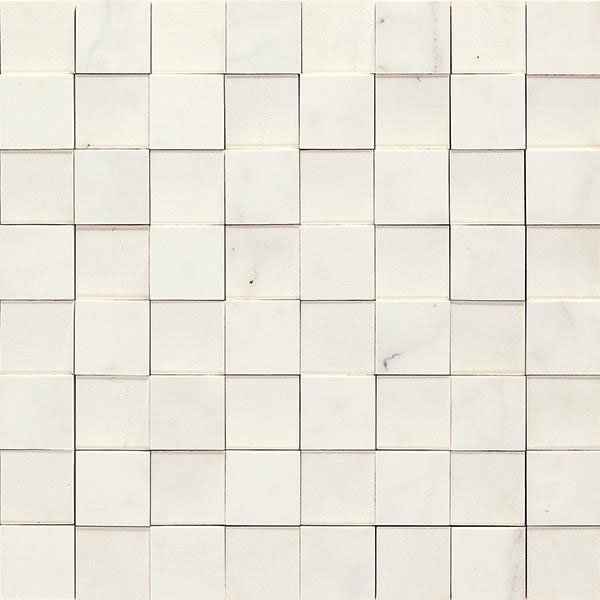 Мозаика Marazzi Italy Allmarble Mosaico Statuario 3D MMPU, цвет белый, поверхность матовая 3d (объёмная), квадрат, 300x300