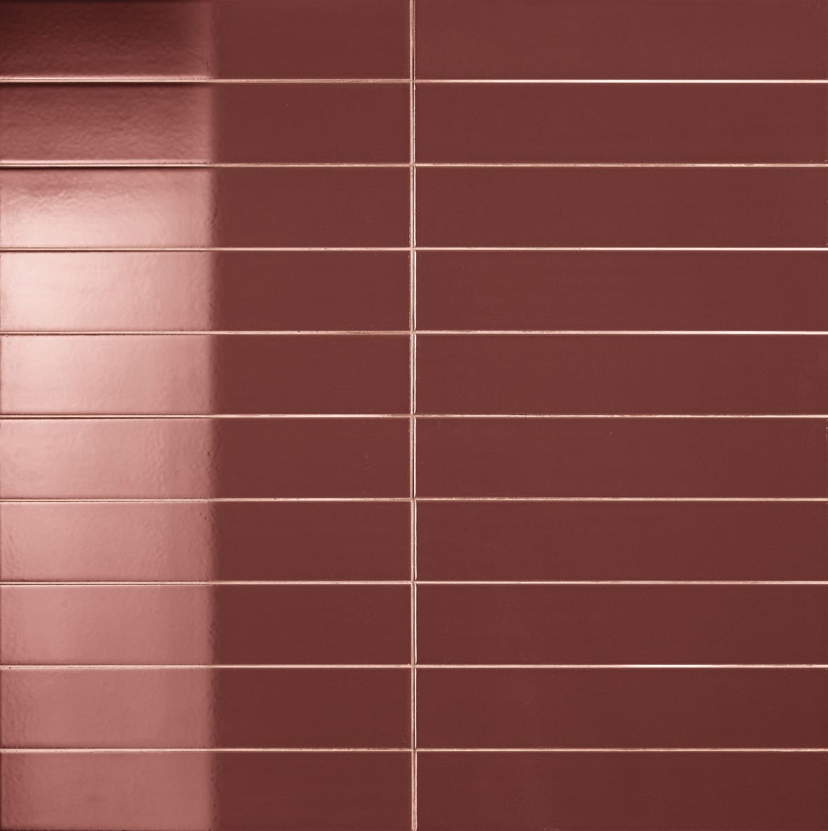 Керамическая плитка Sartoria Fattamano Maroon SAARFA14G, цвет бордовый, поверхность глянцевая, прямоугольник, 75x380