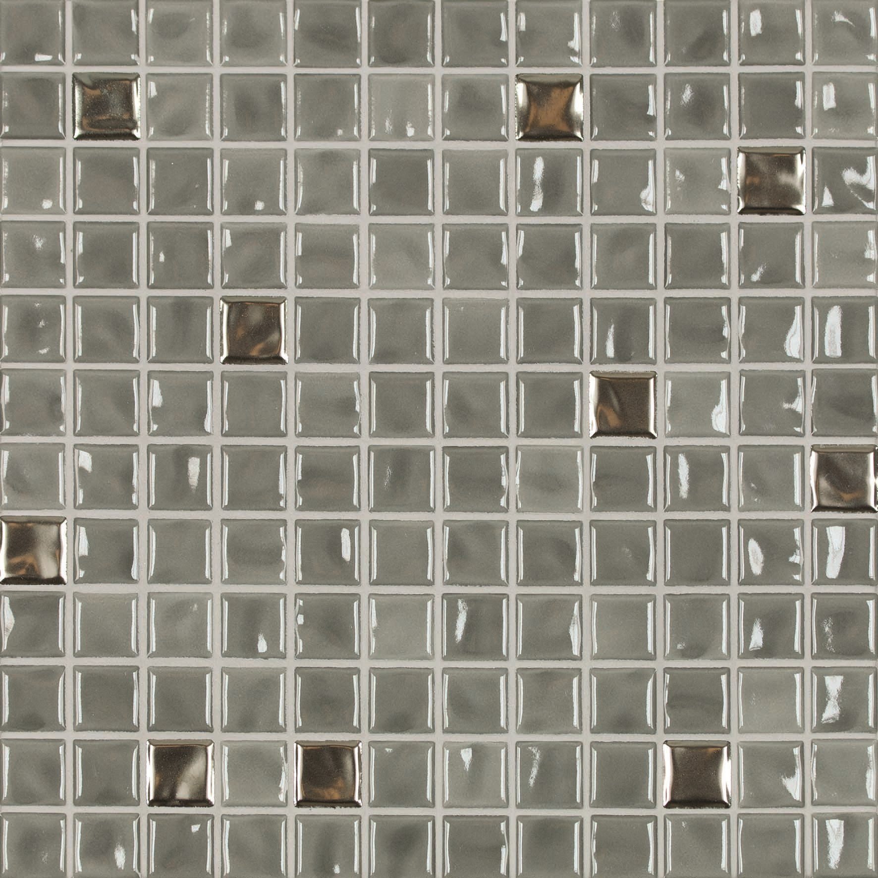 Мозаика Jasba 41929H Amano Medium Gray Metallic Mix, цвет серый, поверхность глянцевая, квадрат, 316x316