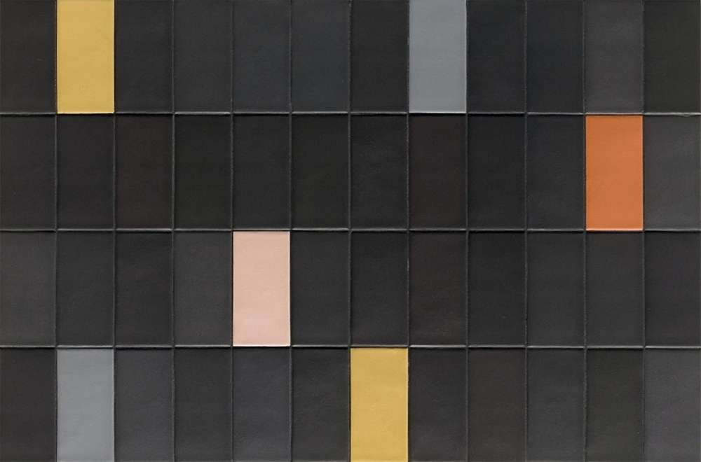 Керамогранит Mutina Lane Poly Black Bolp05, цвет разноцветный чёрный тёмный, поверхность матовая рельефная, прямоугольник, 79x160
