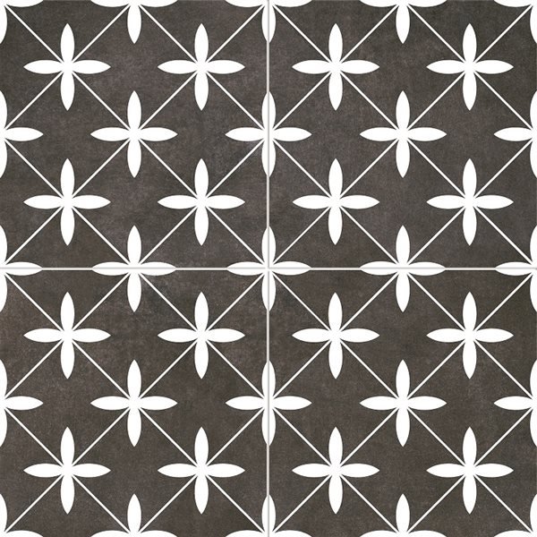 Керамогранит Dual Gres Poole Black (Chic), цвет чёрно-белый, поверхность матовая, квадрат, 450x450