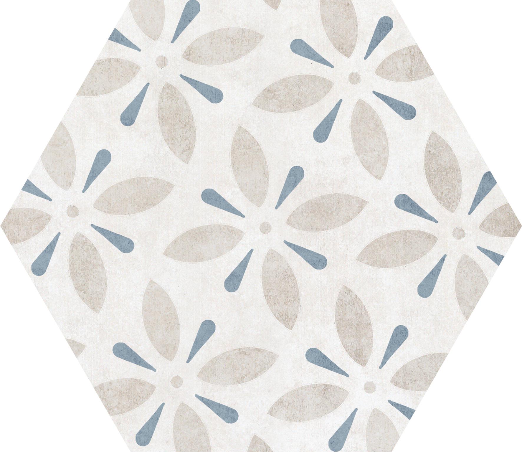 Декоративные элементы Pamesa At. Hex. Alpha Mix-Azul, цвет белый бежевый голубой, поверхность матовая, шестиугольник, 258x290