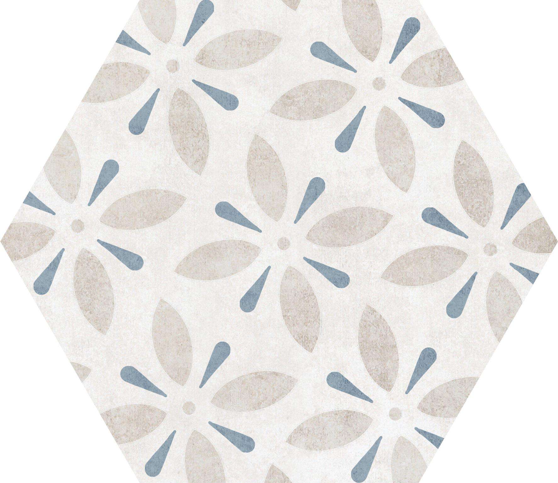 Декоративные элементы Pamesa At. Hex. Alpha Mix-Azul, цвет белый бежевый голубой, поверхность матовая, шестиугольник, 258x290