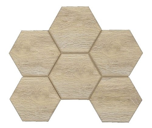 Мозаика Ametis By Estima Selection Oak SI01 Hexagon Неполированный 25x28,5x10 39021, цвет серый, поверхность матовая, шестиугольник, 250x285
