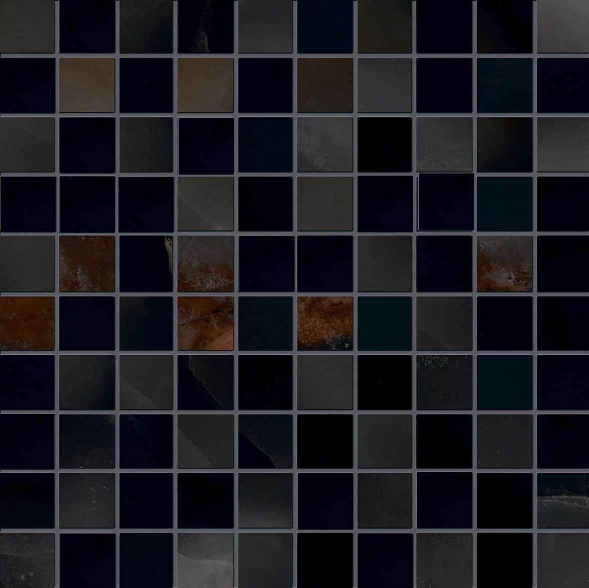 Мозаика Emilceramica (Acif) Tele Di Marmo Onyx Mosaico 3X3 Black Lapp EKZA, цвет чёрный, поверхность лаппатированная, квадрат, 300x300